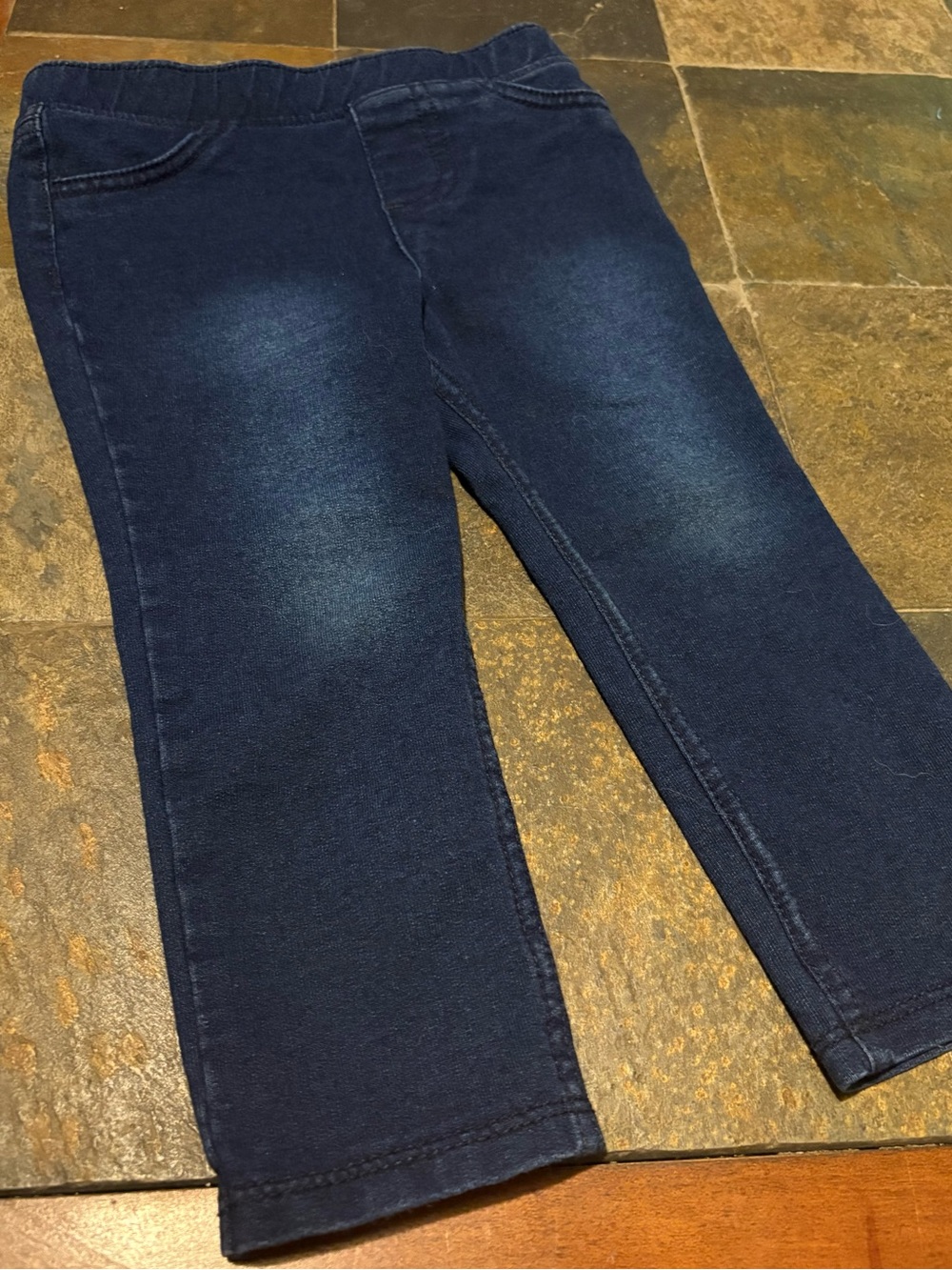 (2) Pants-Dark Wash Stretch Knit Denim Leggings  Blue. Plus Grey Pants